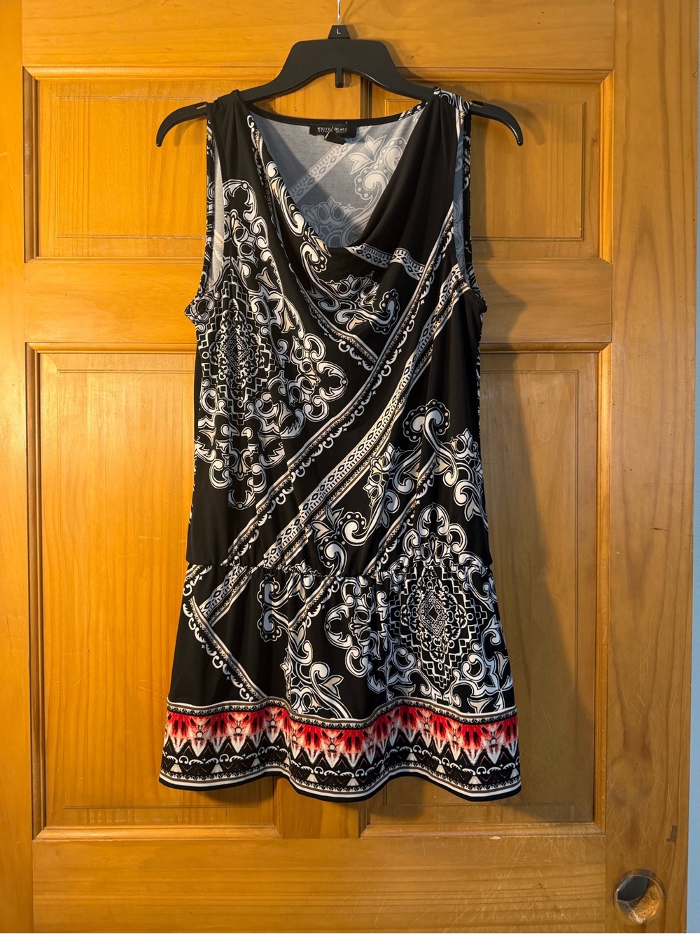 White House Black Market Blue and White Printed Top